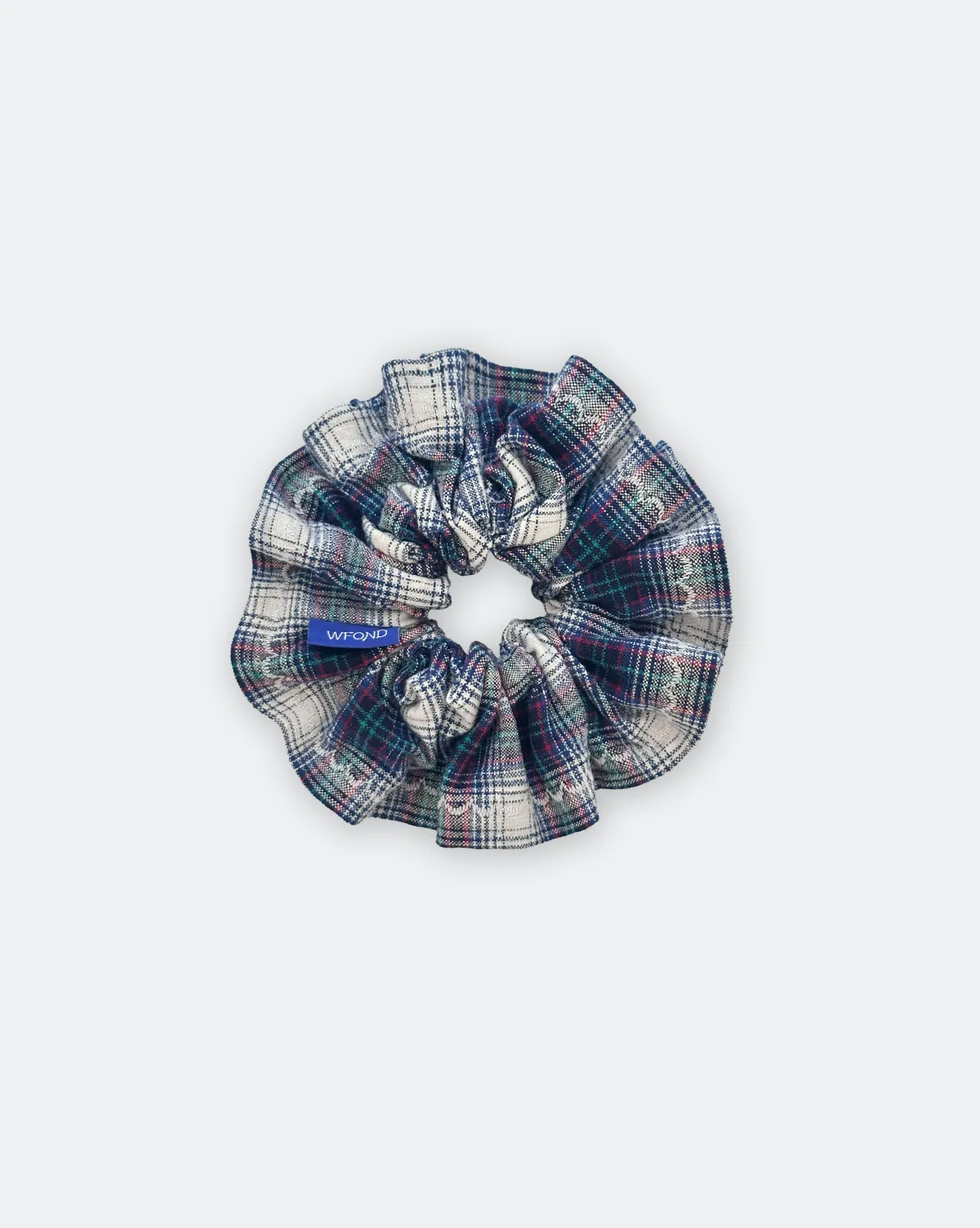 Scruncie - Blue & White Gradient Check with White Embroidery