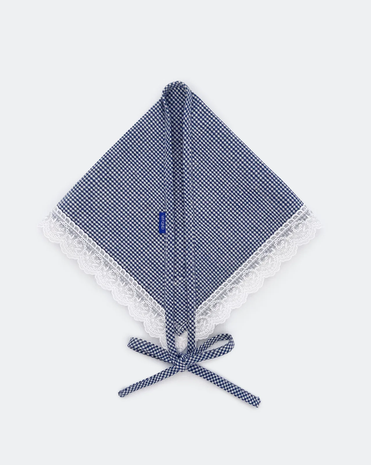 Embroidered Headscarf – Blue & White Gingham