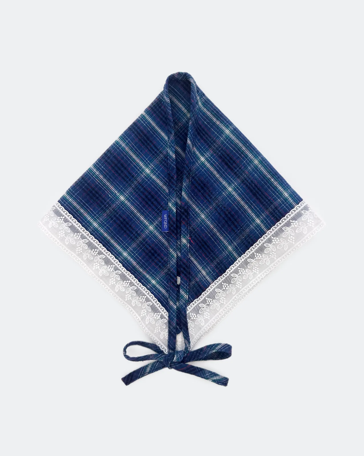 Embroidered Headscarf – Blue Ombre Gingham