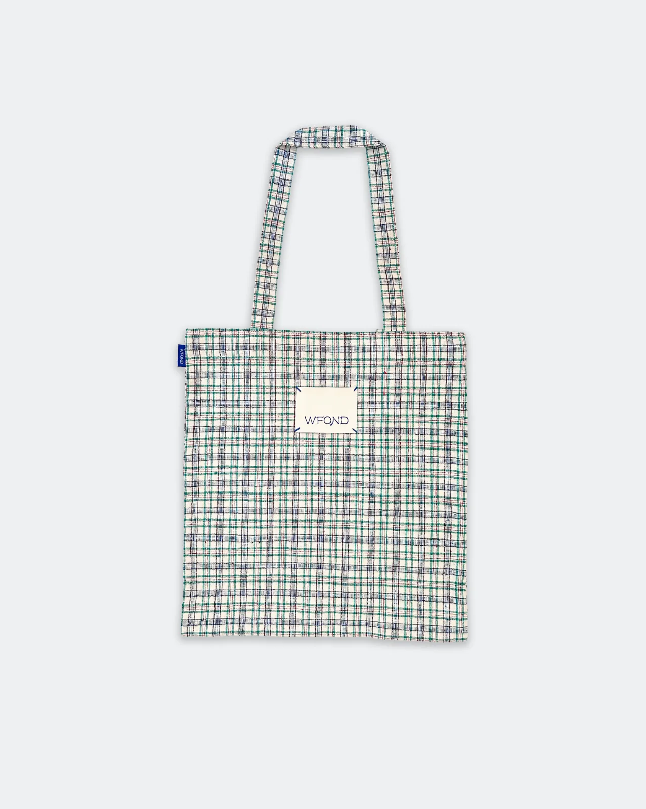 Shop Tote - Navy & Green Mini Check