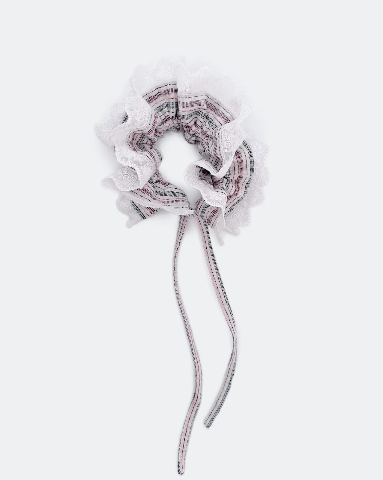Adjustable Tie Scrunchie – Red & Green Stripe